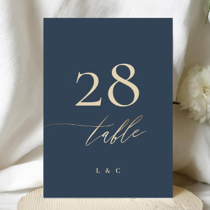 Carte 5 x 7 Navy Blue Elegant Gold Classic