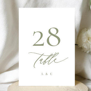 Carte 5 x 7 Sage Vert Blanc Moderne Mariage Numéro de ta