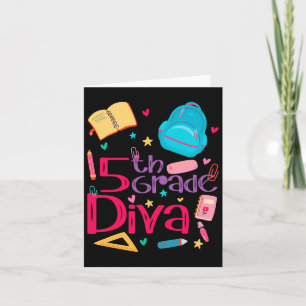 Carte 5e année Diva Enseignante fille tenue mignonne Pre