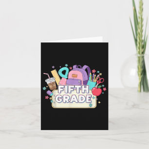 Carte 5e année Floral Retour à l'école 5e année Graders