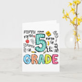 Carte 5e année typographie mignonne points retour à l'éc (Fleur jaune)
