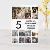 Carte 5e anniversaire 13 photo Collage noir et blanc (Fleur jaune)