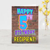 Carte 5e anniversaire - Amusant, Graffiti urbain inspiré (Fleur jaune)