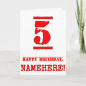 Carte 5e anniversaire : Amusant, Timbre en caoutchouc ro (Devant)