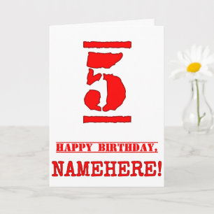 Carte 5e anniversaire : Amusant, Timbre en caoutchouc ro