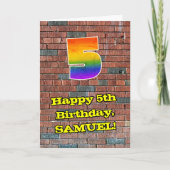 Carte 5e anniversaire : Arc-en-ciel amusant inspiré par  (Devant)