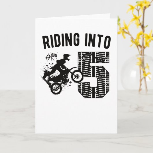 Carte 5e anniversaire Cadeau Dirt Vélo 5 ans Motocross (Fleur jaune)