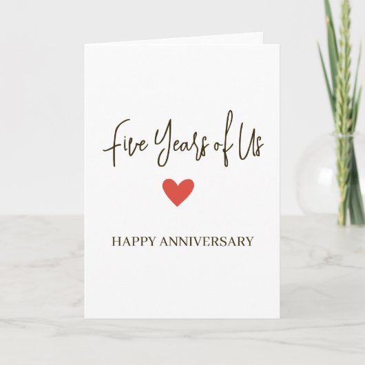 Carte 5e anniversaire – Cinq ans ensemble (Devant)