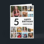 Carte 5e anniversaire Collage photo 13 photos noir et bl<br><div class="desc">5e Joyeux Anniversaire Photo Collage 13 Photos Carte d'Anniversaire Noir et Blanc pour n'importe quel âge. 1er 13ème 15ème 16ème 18ème 20ème 21ème 30ème 40ème 50ème 60ème 70ème 80ème 90ème 100ème, tout âge. Pour plus de personnalisation, cliquez sur le bouton "Customiser" et utilisez notre outil de conception pour modifier ce...</div>