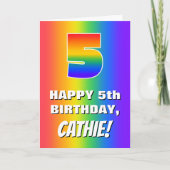 Carte 5e anniversaire : coloré, amusant Motif arc-en-cie (Devant)