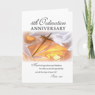 Carte 5e anniversaire de l'ordination, bougie croisée