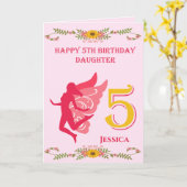 Carte 5e anniversaire de Pink Fairy Daughter (Fleur jaune)