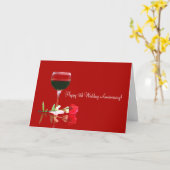 Carte 5e anniversaire du vin rouge Mariage et de la cart (Fleur jaune)