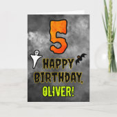 Carte 5e anniversaire : Eerie Halloween Thème + Nom pers (Devant)