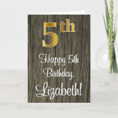 Carte 5e anniversaire : Elégant look d'or Faux #, Faux W (Devant)