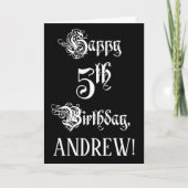 Carte 5e anniversaire : fantaisie, élégant script + Nom (Devant)