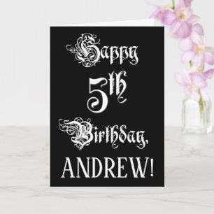 Carte 5e anniversaire : fantaisie, élégant script + Nom