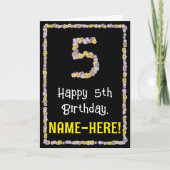 Carte 5e anniversaire : Floral Flowers Numéro, Nom perso (Devant)