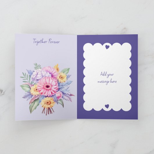 Carte 5e anniversaire gerbera fleurs pourpre (Intérieur)