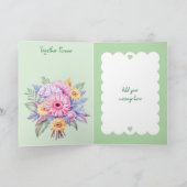 Carte 5e anniversaire gerbera fleurs vert (Intérieur)