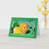 Carte 5e anniversaire - Lion (Fleur jaune)