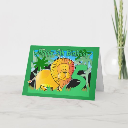 Carte 5e anniversaire - Lion (Devant)