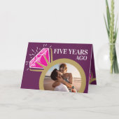 Carte 5e anniversaire mariage anneau tourmaline rose pho (Devant)