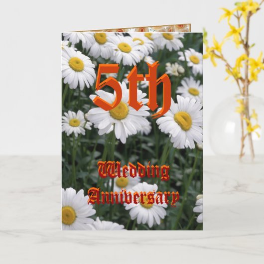 Carte 5e anniversaire mariage - Daisy (Fleur jaune)