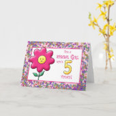 Carte 5e anniversaire mignon Fleur rose et (Fleur jaune)