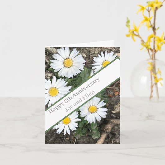 Carte 5e anniversaire, modifiable (Fleur jaune)