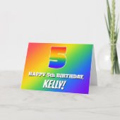 Carte 5e anniversaire : Motif arc-en-ciel multicolore #  (Devant)