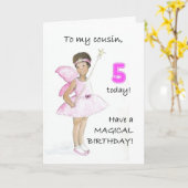 Carte 5e anniversaire pour un Cousin - Fée noire (Fleur jaune)