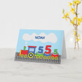 Carte 5e anniversaire Train coloré personnalisé sur la v (Fleur jaune)