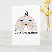 Carte 5e Birthday Boho Rainbow 5 Years Old Unicorn (Fleur jaune)