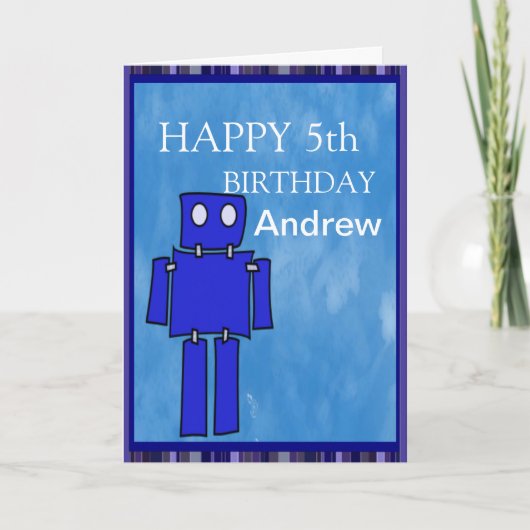 Carte 5ème anniversaire de robot (Devant)