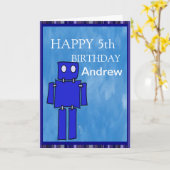 Carte 5ème anniversaire de robot (Fleur jaune)