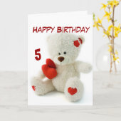 Carte 5ème thème d'ours de nounours de joyeux (Fleur jaune)