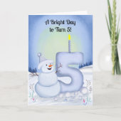 Carte 5th Birthday Snowman Snowy Five (Devant)