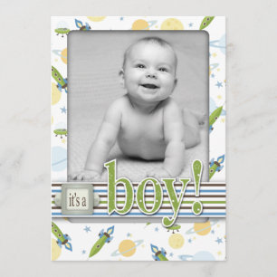 Carte 5x7 de faire-part de naissance de bébé de