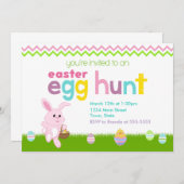 Carte 5x7 d'invitation de chasse à oeuf de pâques (Devant / Derrière)