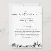 Carte 5x7 du programme de mariage Skyline de Washi (Devant)