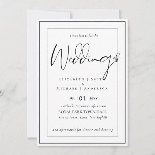 Carte 5x7 Modern Script Overlay Budget Wedding Invite (Devant)