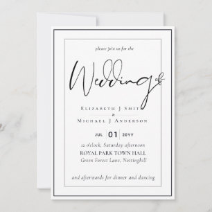 Carte 5x7 Modern Script Overlay Budget Wedding Invite