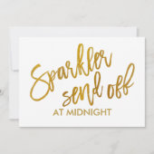 Carte 5X7 Sparkler Send Off Sign-Off - Brush Script Gold (Devant)