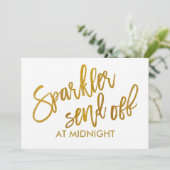 Carte 5X7 Sparkler Send Off Sign-Off - Brush Script Gold (Debout devant)