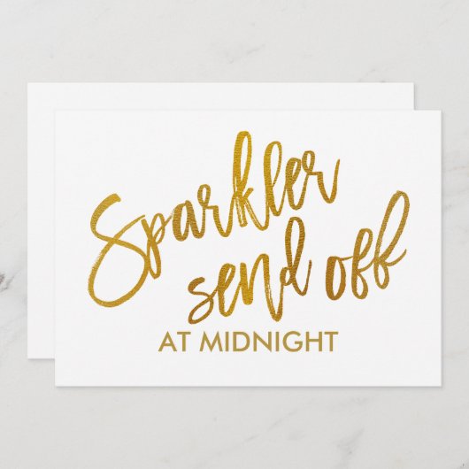 Carte 5X7 Sparkler Send Off Sign-Off - Brush Script Gold (Devant / Derrière)