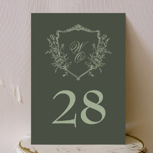 Carte 5x7 Vintage Crest olive sauge Mariage Numéro de ta
