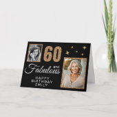 Carte 60 and Fabulous Gold Glitter 2 Photo 60th Birthday (Devant)