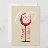 Carte 60 ans écriture moderne Verre à vin rouge (Devant)