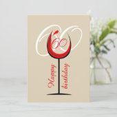 Carte 60 ans écriture moderne Verre à vin rouge (Debout devant)